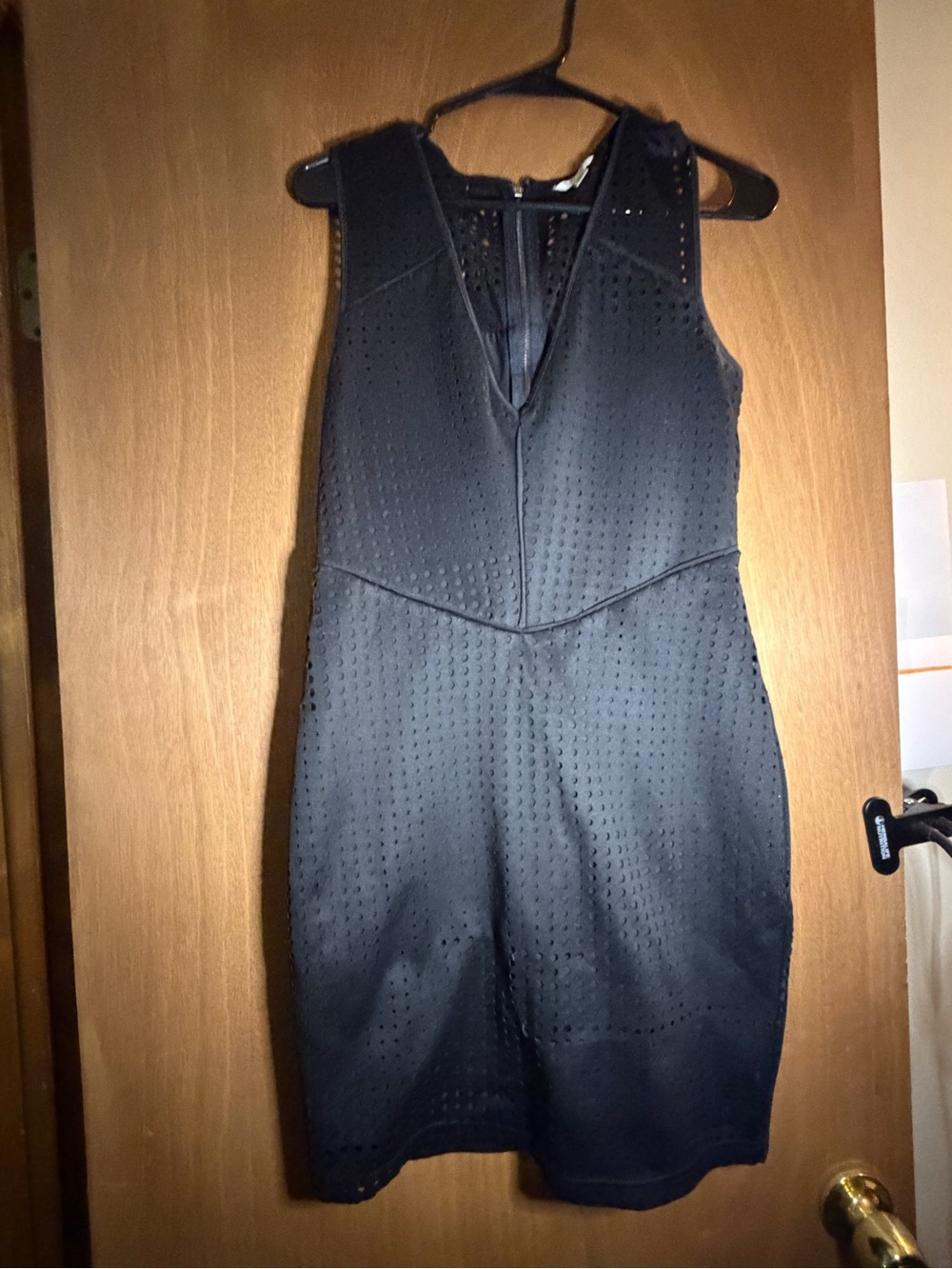 Guess Black Sleeveless Mini Dress with Perforated Detail